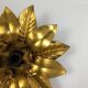 Set of 3 Golden Florentiner Leaf Theatre Wall Ceiling Light Sconces, Italy 1960s