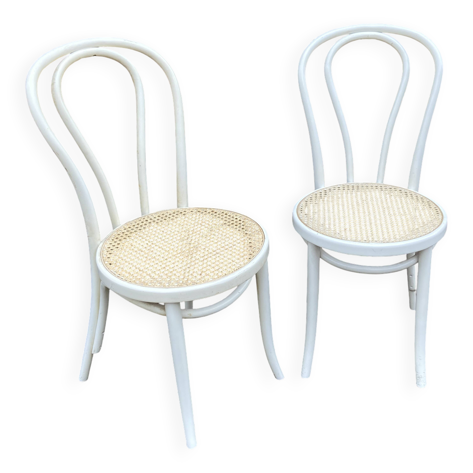 2 shabby chic bistro chairs in vintage curved wood