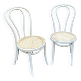 2 shabby chic bistro chairs in vintage curved wood