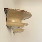 Pair of vintage modernist wall lights, beige painted metal and glass, France, 1930