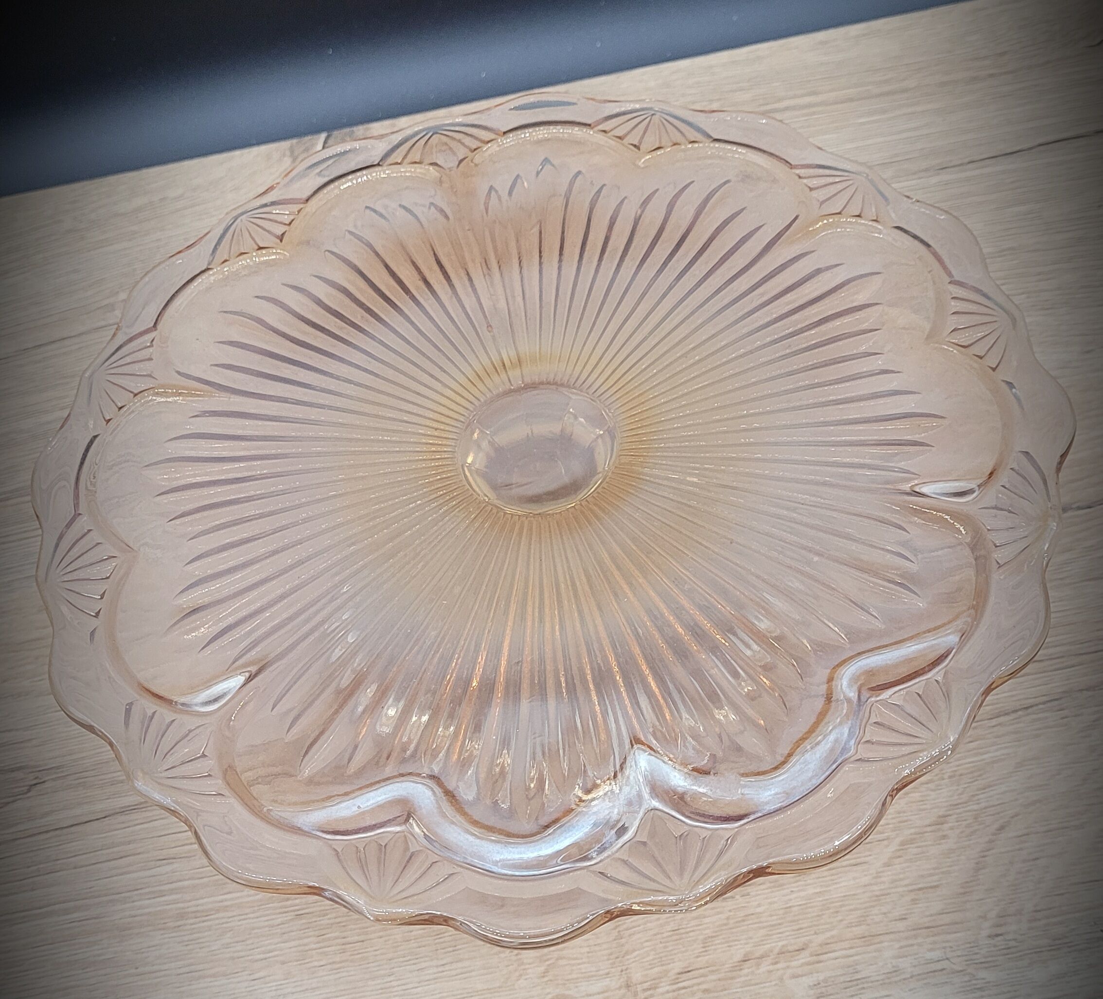 Pink molded glass pie dish