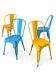 Set of 4 Tolix chairs, 2 yellow, 2 blue. 1960s edition.