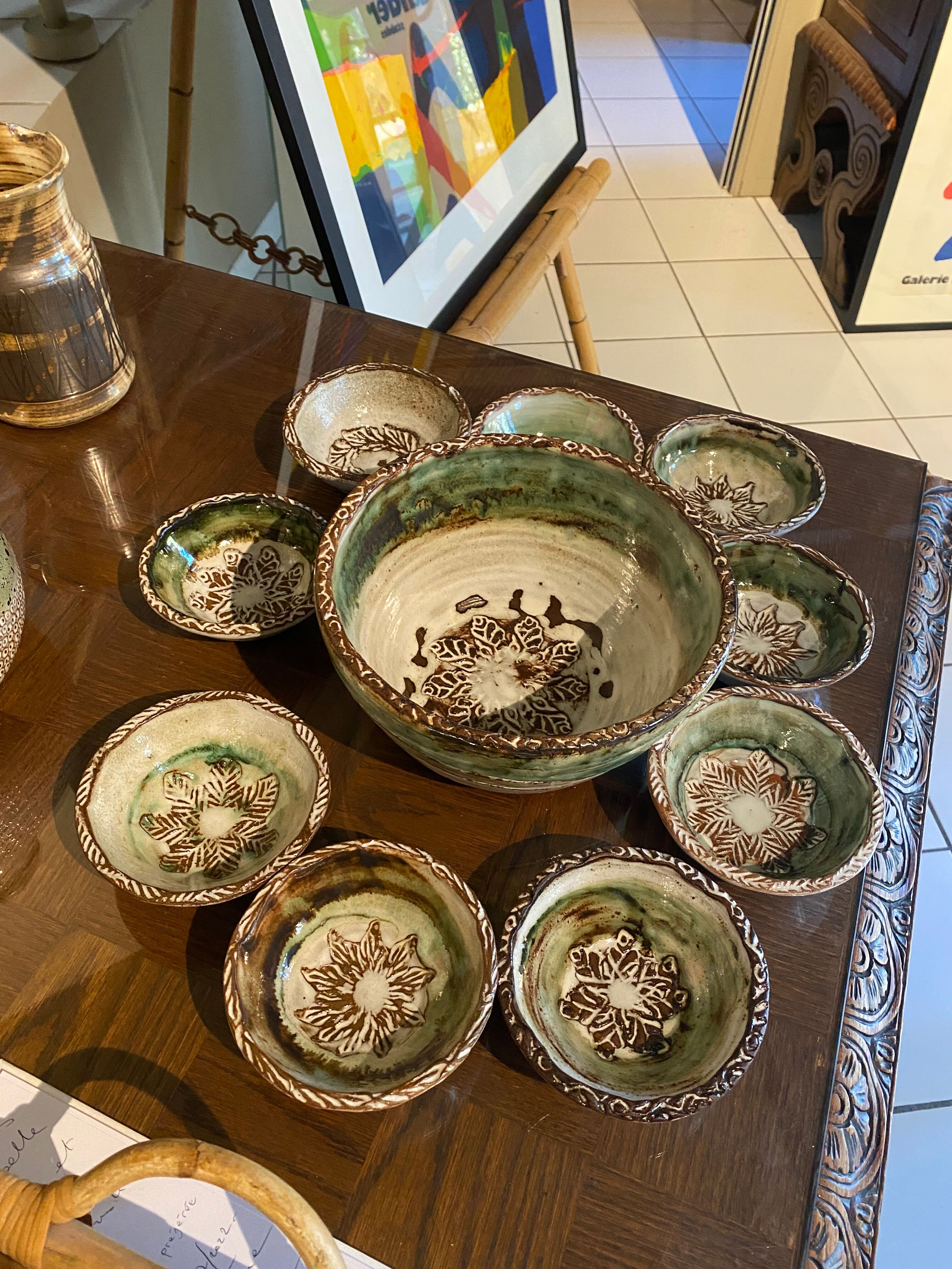 Series of ceramic salad bowls Albert Thiry Vallauris