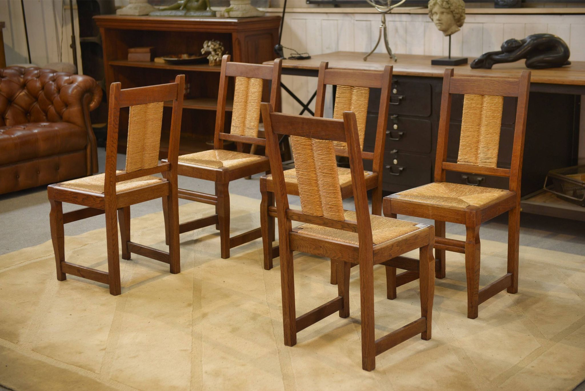 Set of 6 brutalist chairs from the 1950s.