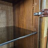 Set 1970 vintage bamboo display case plus shelf