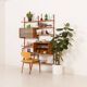 Scandinavian vintage shelving wall unit with a bureau and bar cabinet, Den