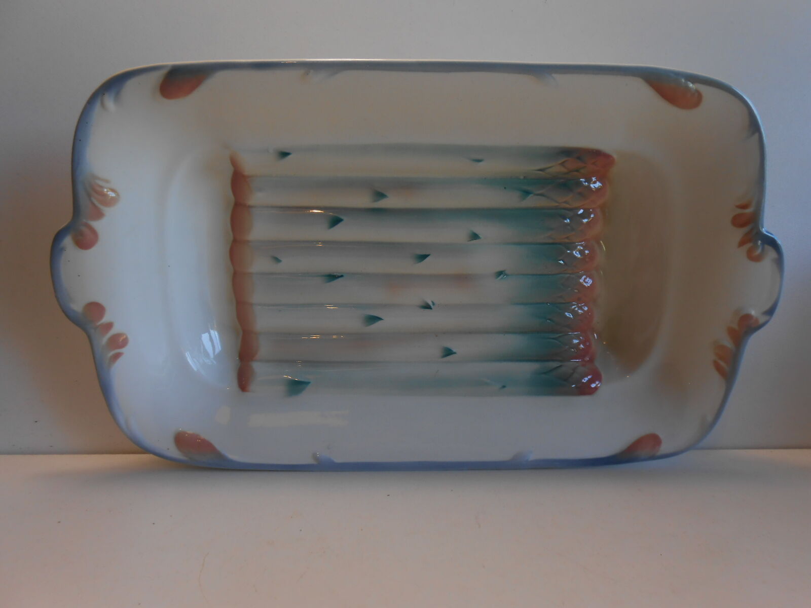 Dish asparagus Digoin Sarreguemines 1950s