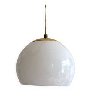 Suspension opaline blanche - laiton