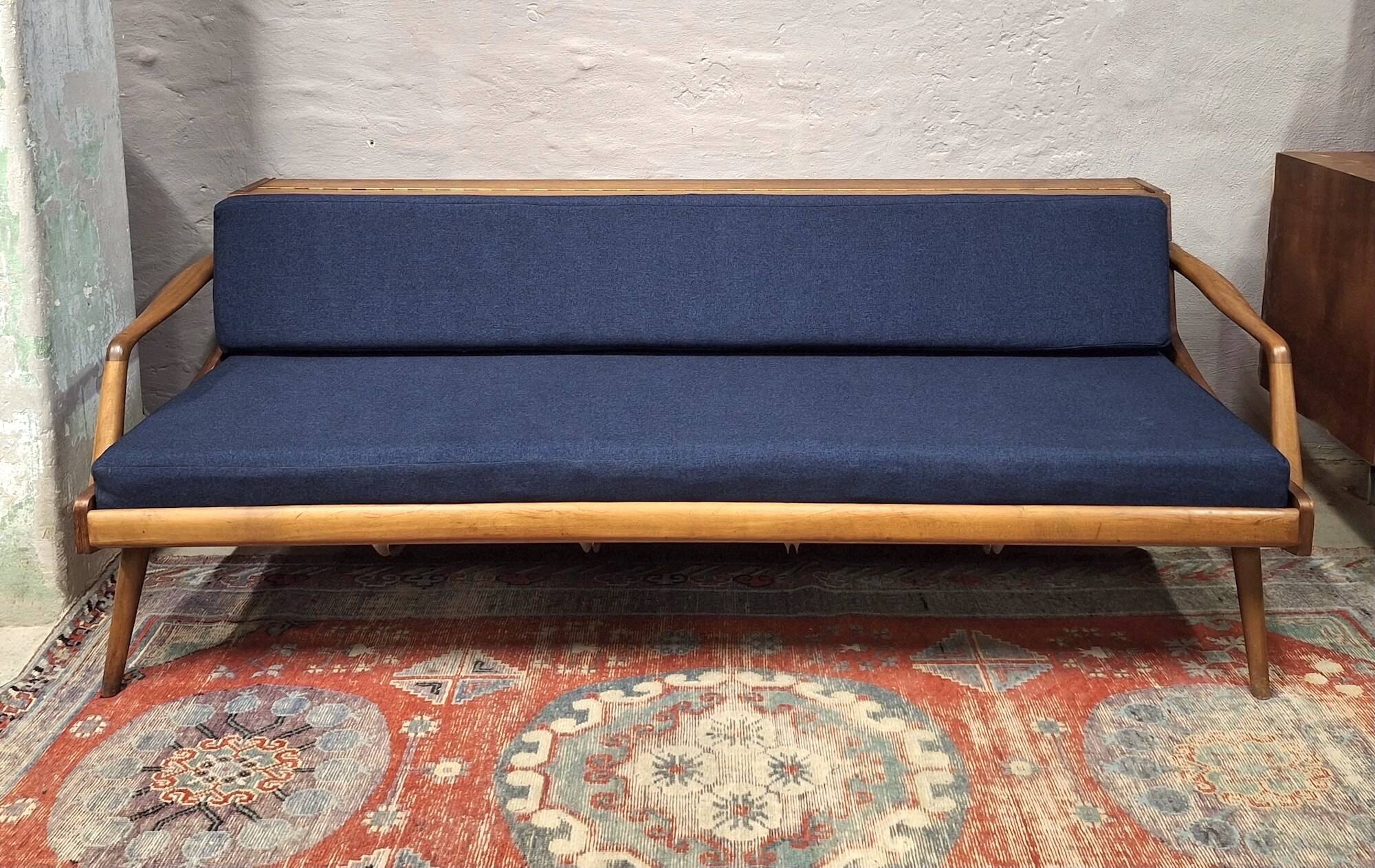 Danish teak convertible daybed sofa with backrest compartment, 1960s