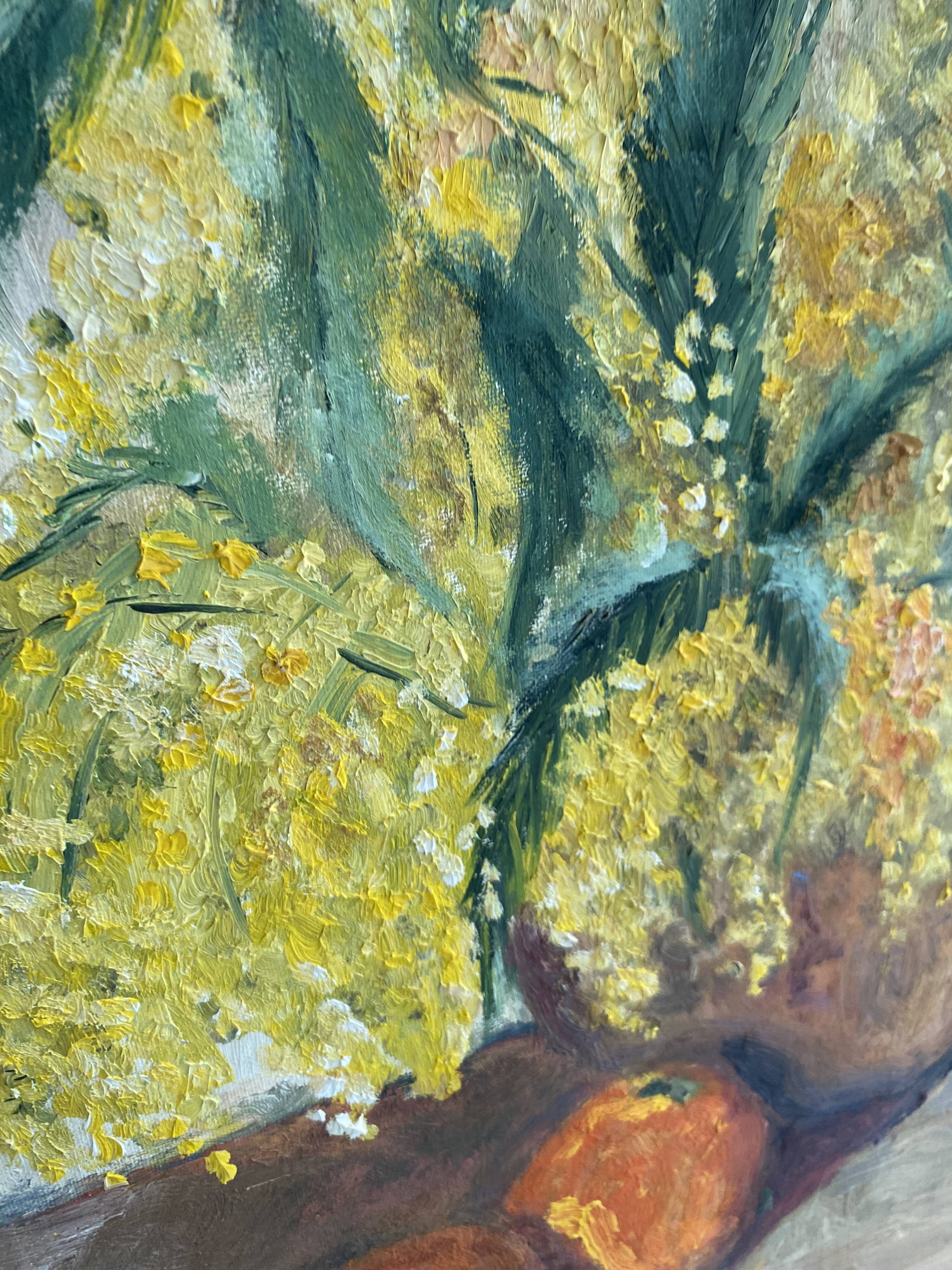 Oil on canvas still life "The Mimosa"