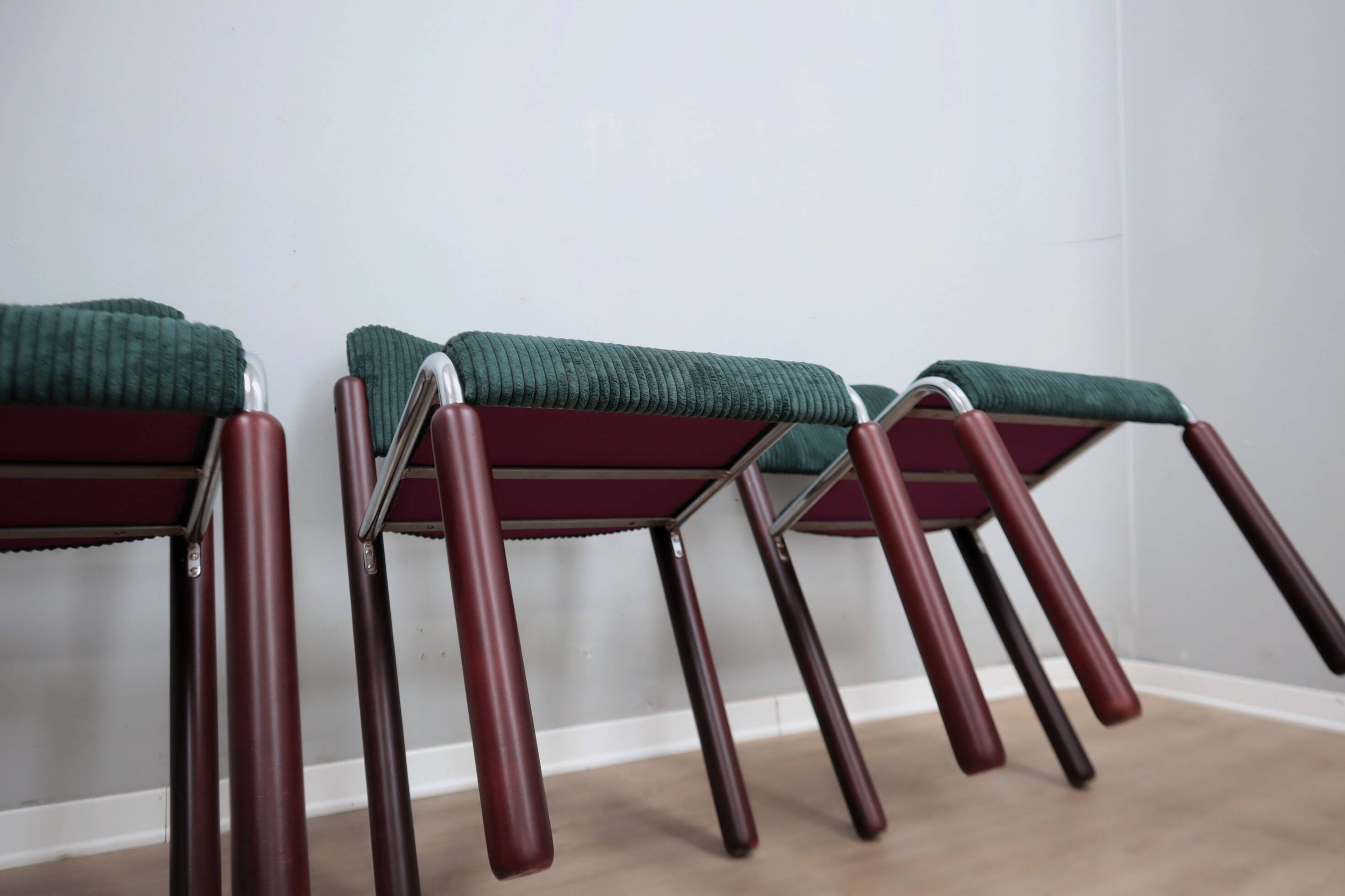 Vintage chrome and wood tubular chairs 1970s