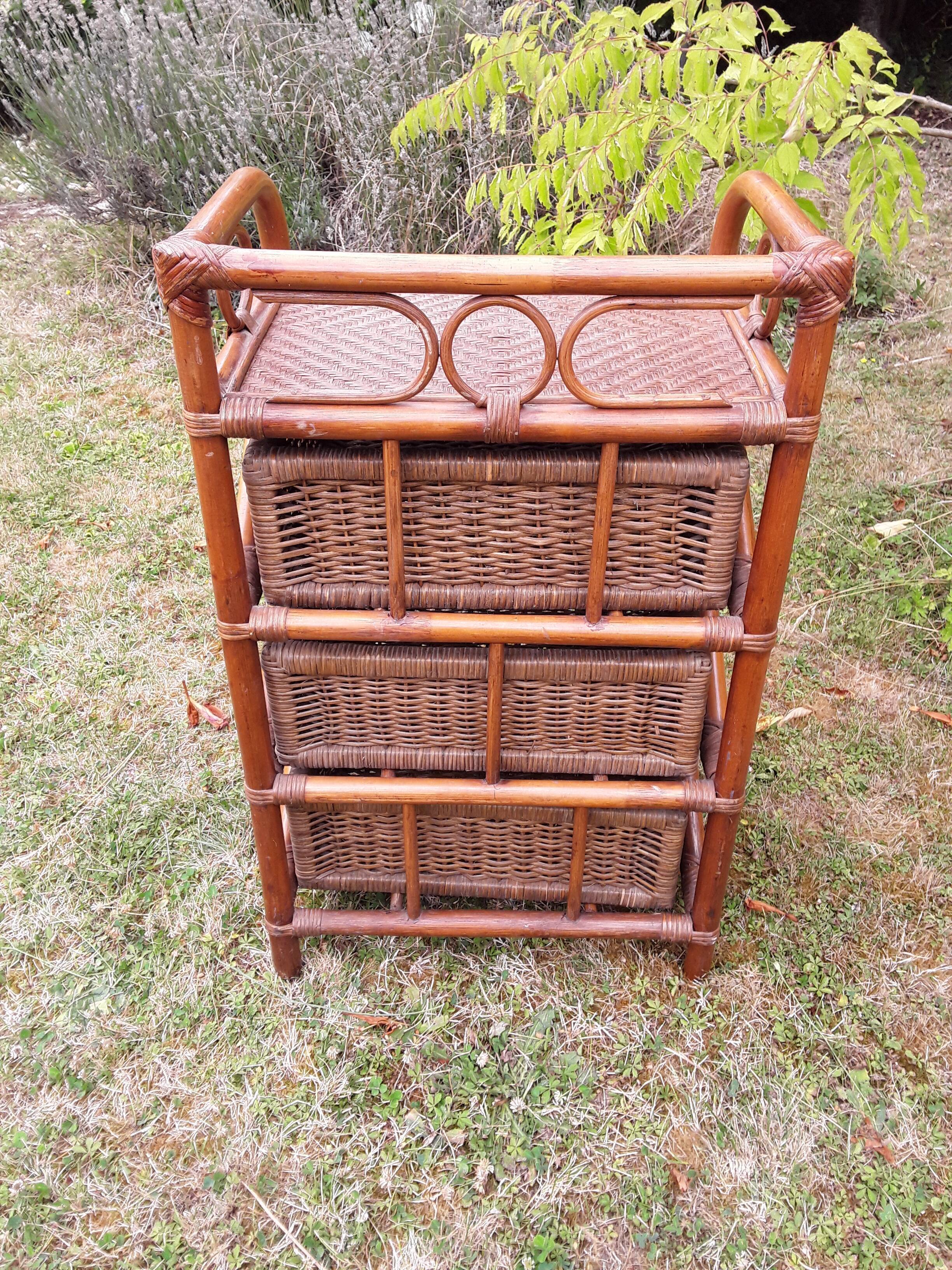 Small dresser in vintage rattan