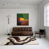 Soothing abstract canvas "Green Palette" 80x80cm