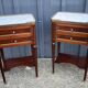 Pair of mahogany bedside tables, marble top, Louis XVI style