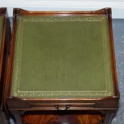 Bedside Tables with Green Leather Top