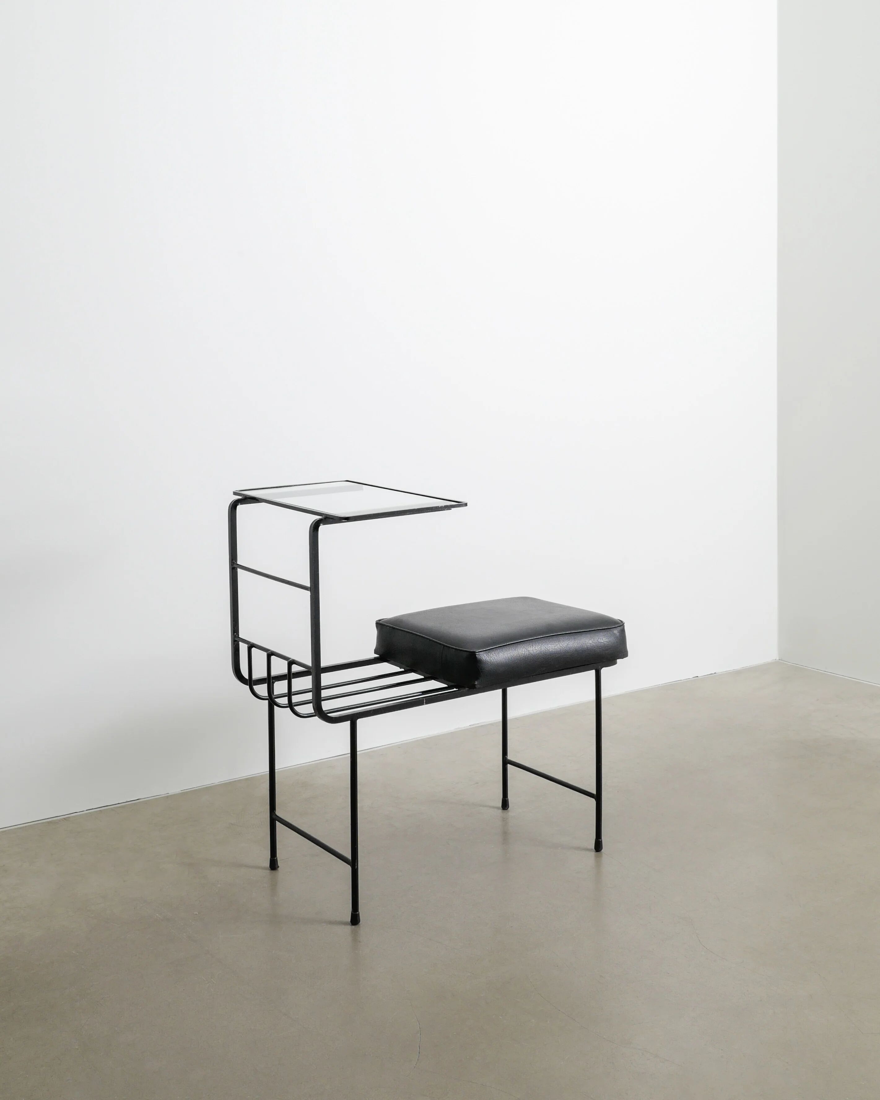 Black French Mid CenturyConsole Bench Table by Mathieu Matégot , 1950s
