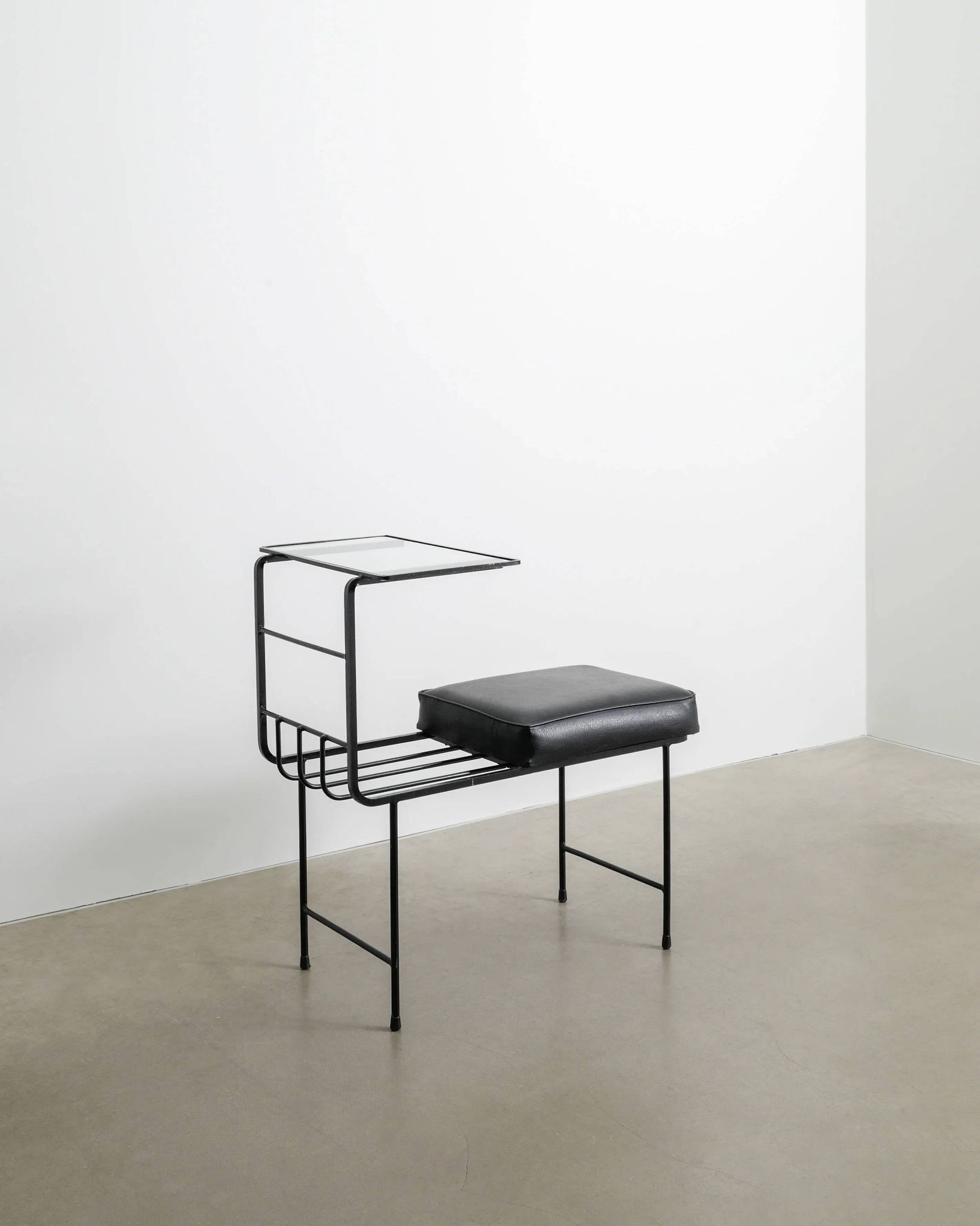 Black French Mid CenturyConsole Bench Table by Mathieu Matégot , 1950s