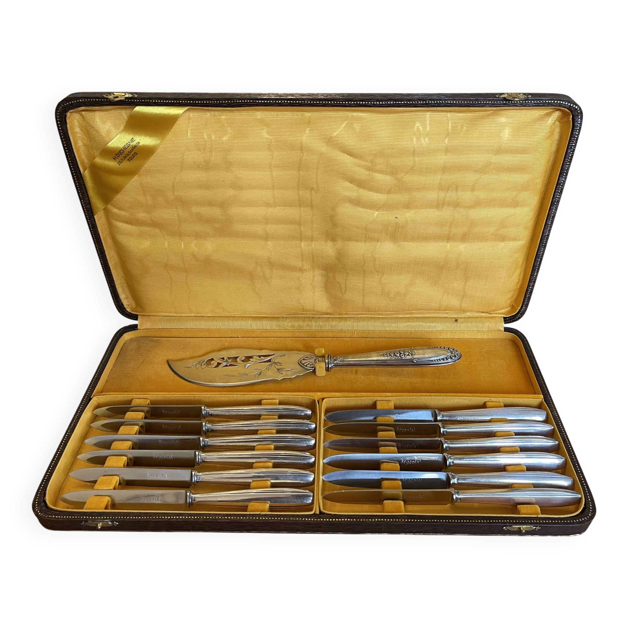 Set of 12 silver-plated metal knives Argental 17 cm