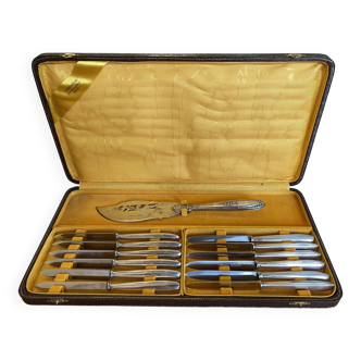 Set of 12 silver-plated metal knives Argental 17 cm