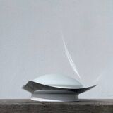 White glass and stainless steel ceiling light