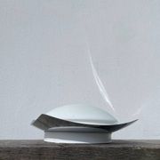 Applique plafonnier en verre blanc et inox