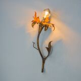 "Fleur de lys" wall light by Ferro Arte, metal and gold leaf, Spain, 1970