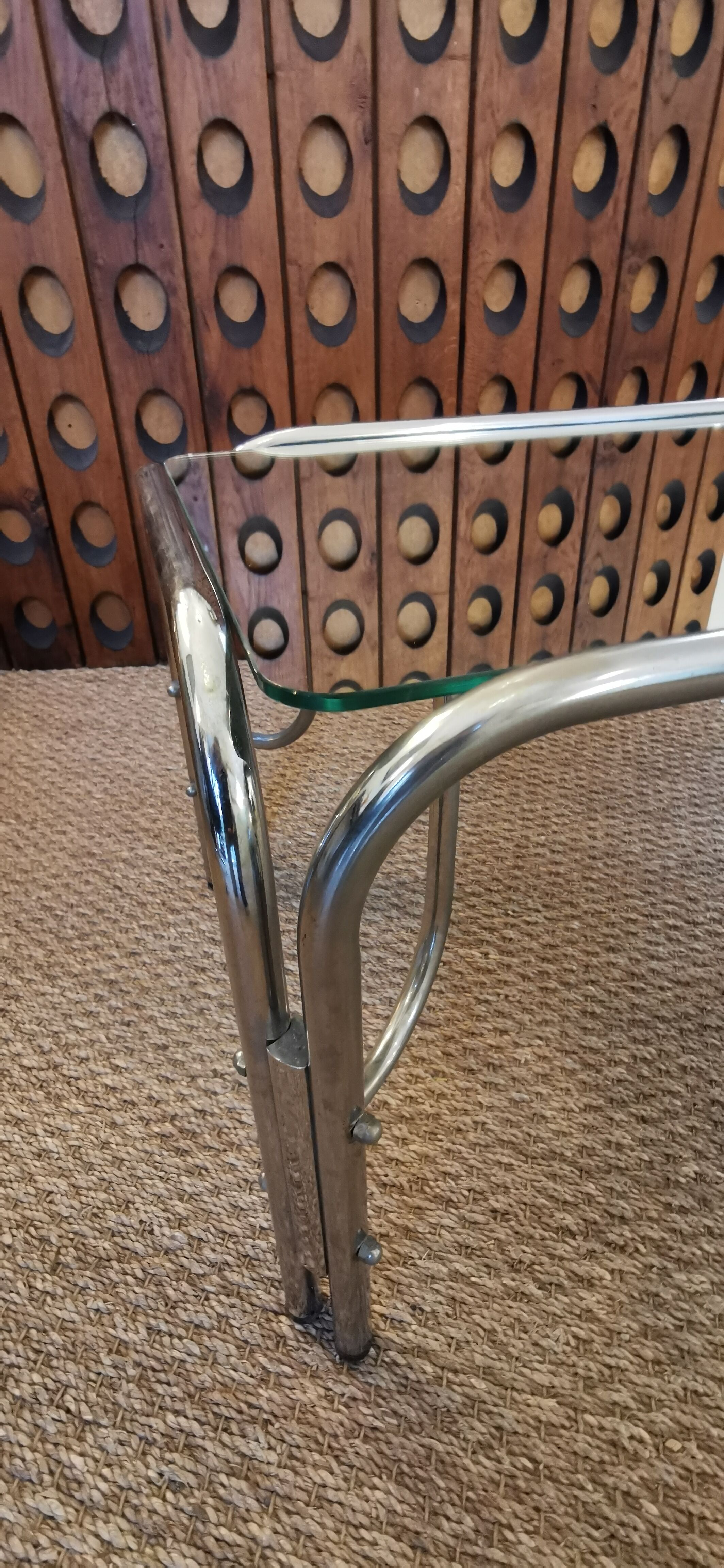 Mirror and chrome 70s glass coffee table