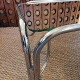 Mirror and chrome 70s glass coffee table