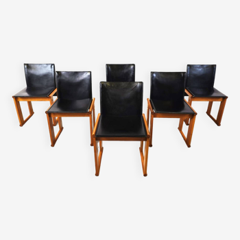 Ensemble de 6 chaises à repas vintage par Tobia & Afra Scarpa, 1970