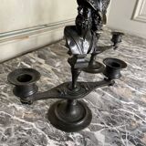 Pair of bronze candlesticks with a black patina in the antique style