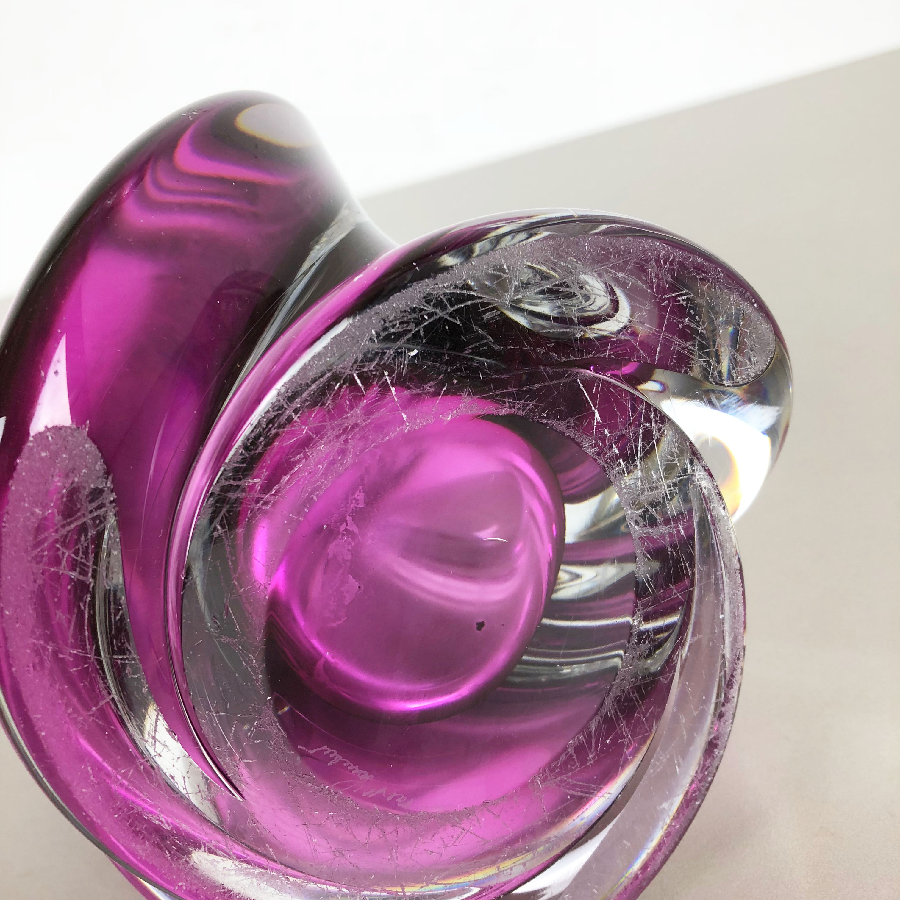 Large Crystal Glass "Pink" Table Light by Val Saint Lambert, Belgium, 1960s