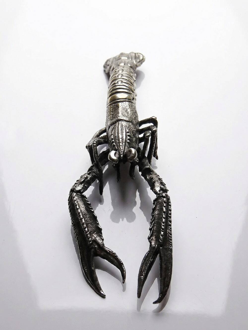 Crayfish/lobster handle, silver-plated metal, 1950s-1970s