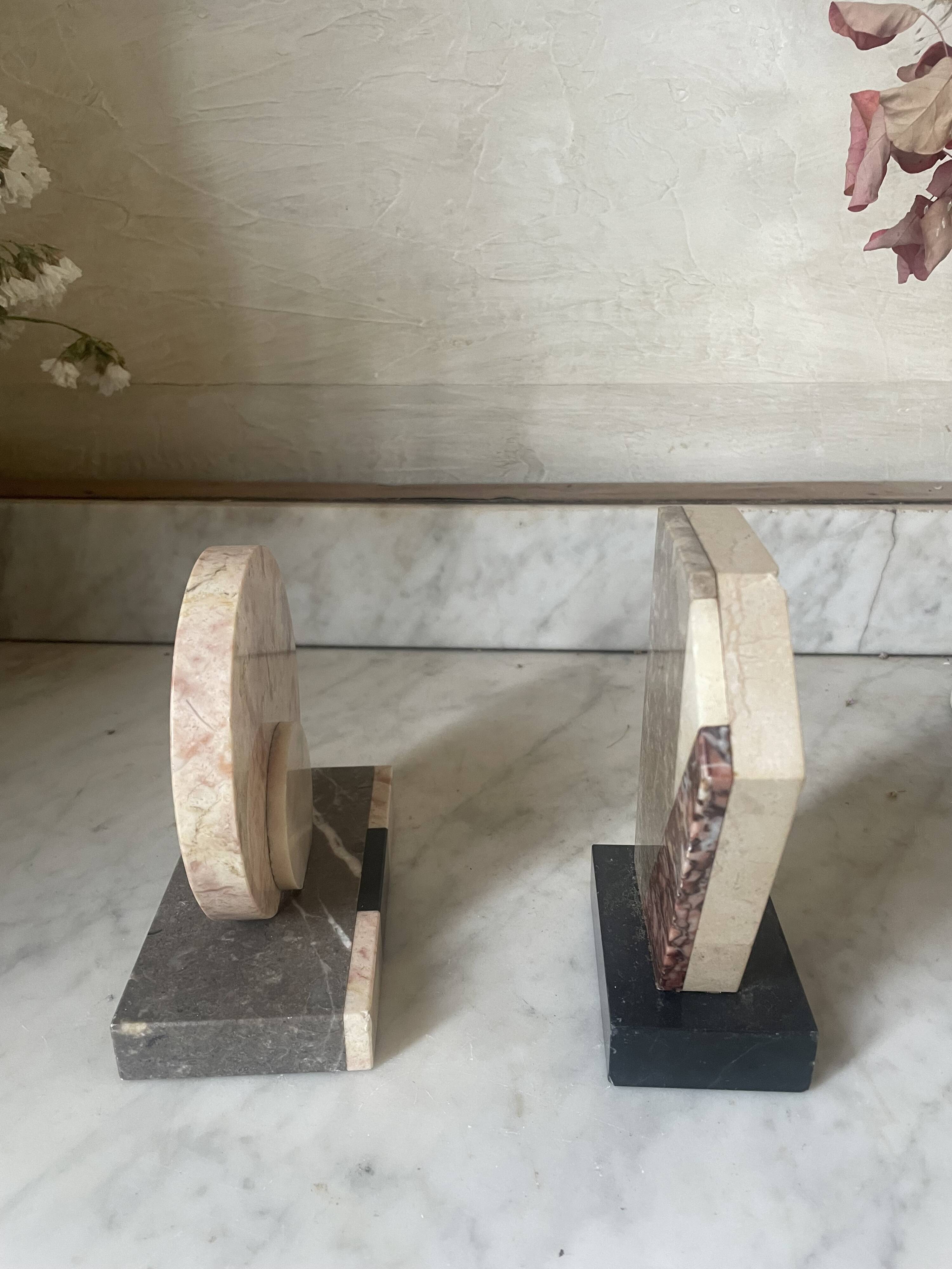 asymmetrical marble Art Deco bookends