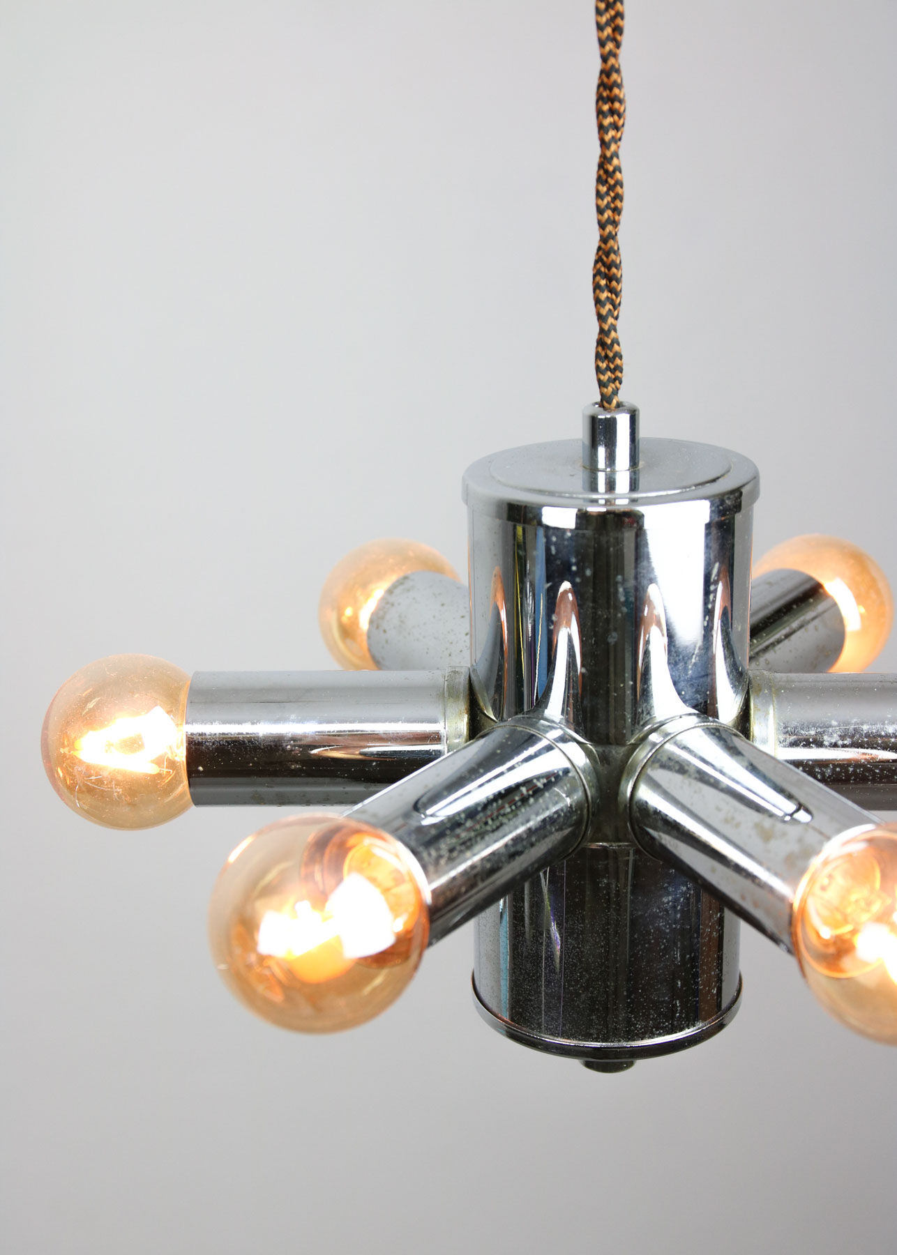 Vintage Italian Chrome Lamp Duo, 70s