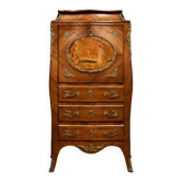 Louis XV secretary in marquetry – Gallant scene – Gilded bronze