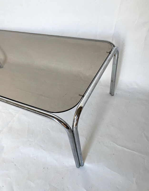 Glass and metal table from the 60s