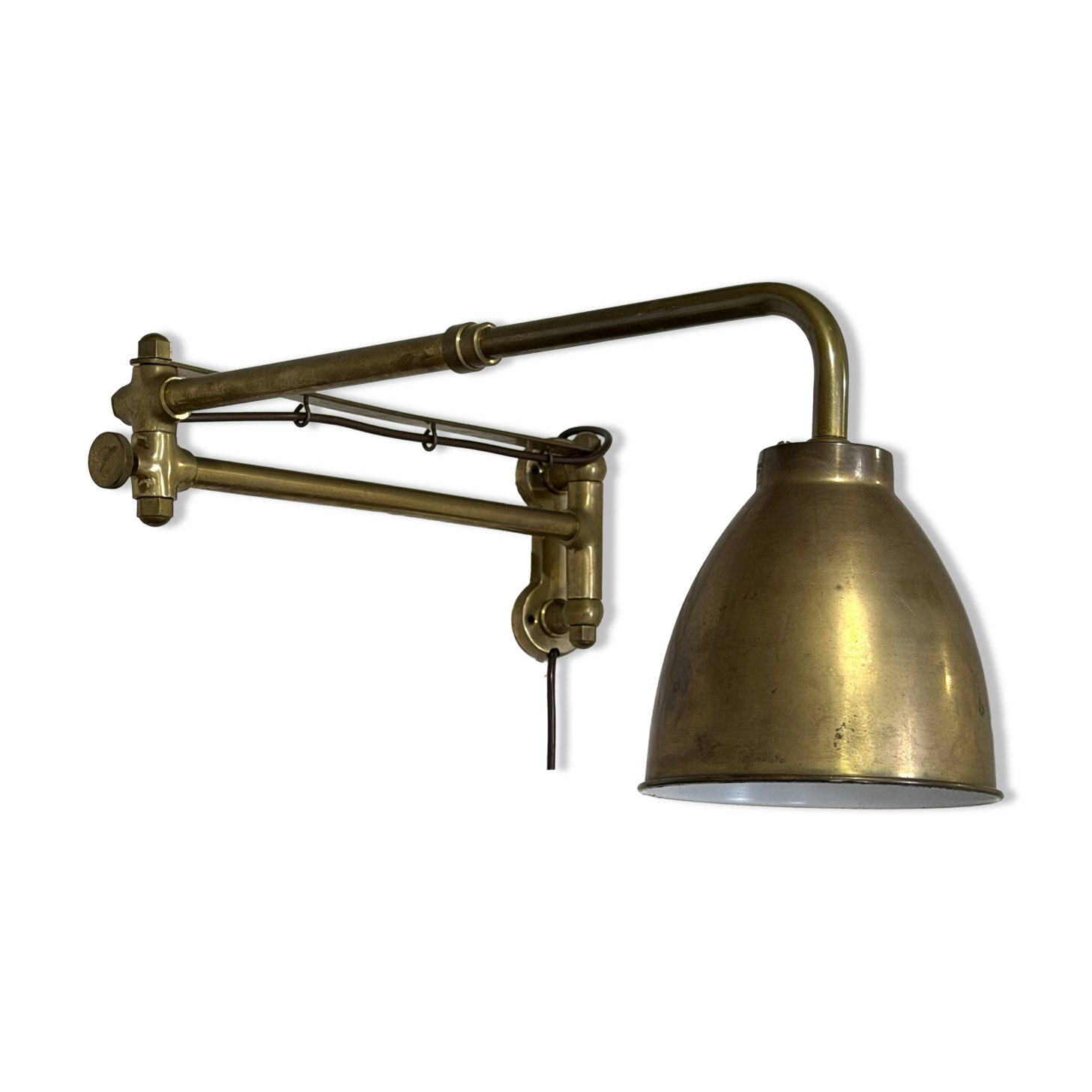 Vintage brass articulated wall lamp Scandinavian style