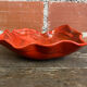 Vintage Red Ceramic Decorative Coupe Plate #D849