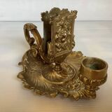 Candle holder rat of the cellar with match holder in bronze