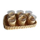 1950 rattan tray and drinks service