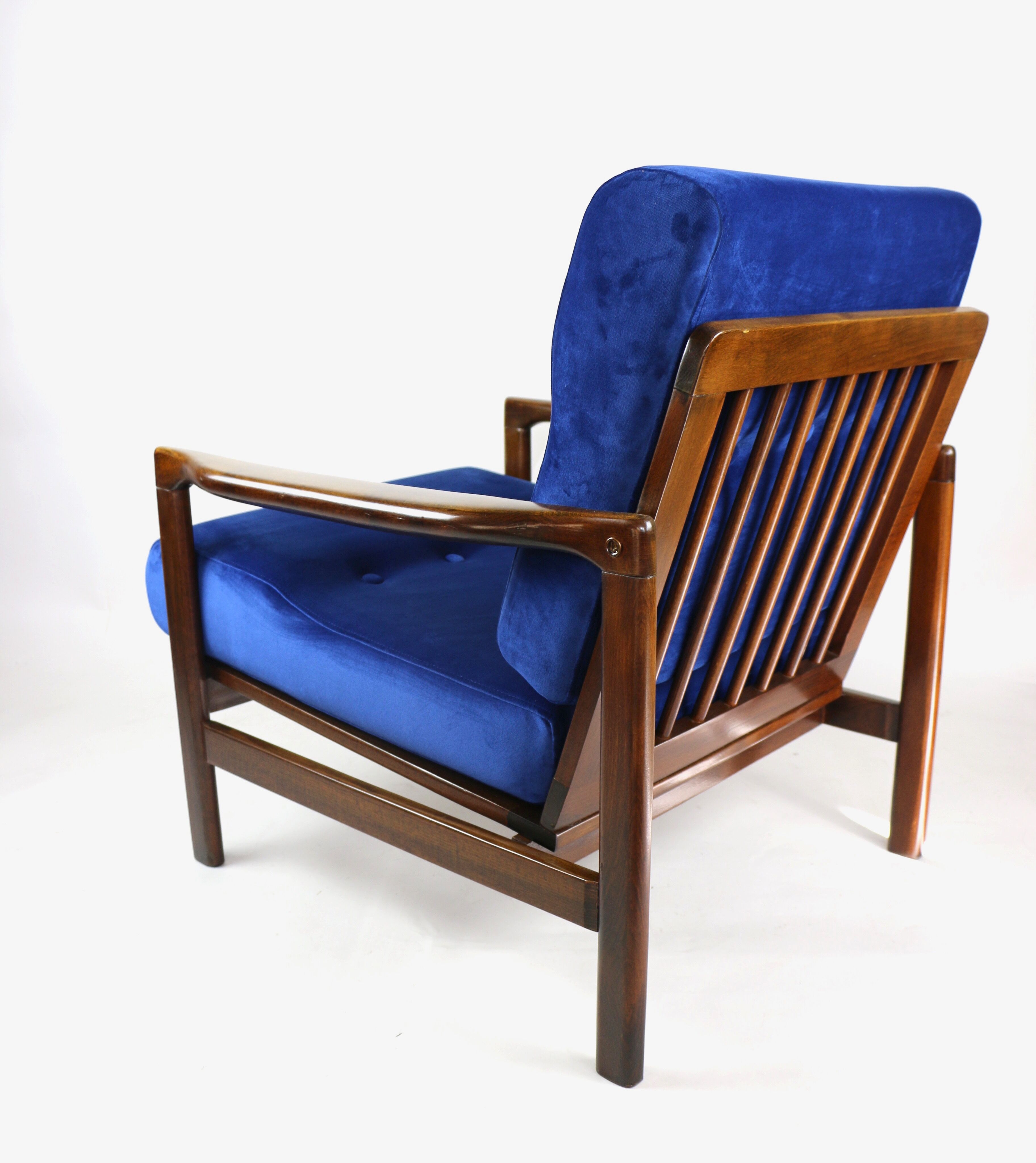 Fauteuil bleu vintage de 1970 design par Z.Baczyk