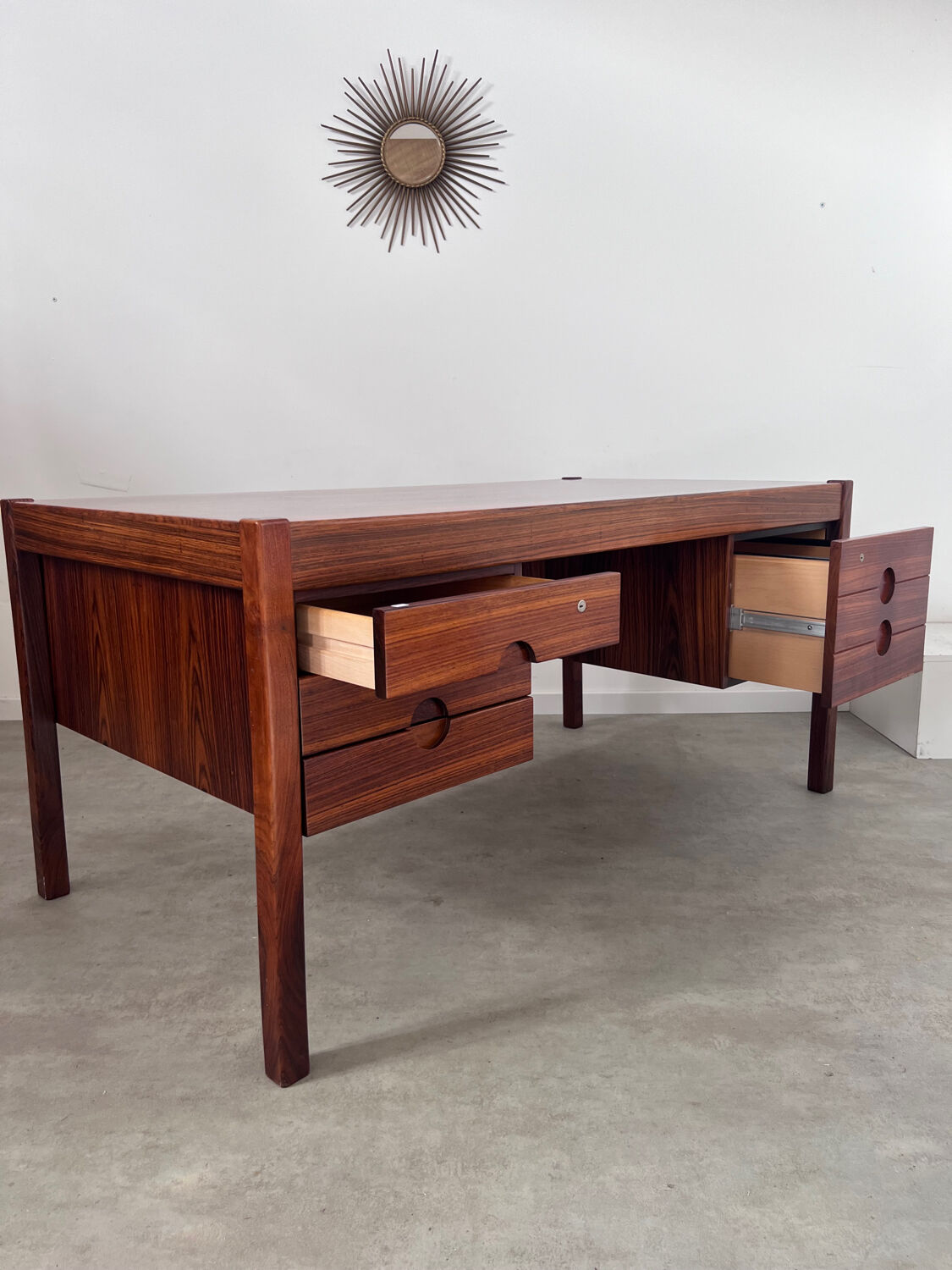Old Danish Scandinavian desk in rosewood veneer designed by Christian Linneberg