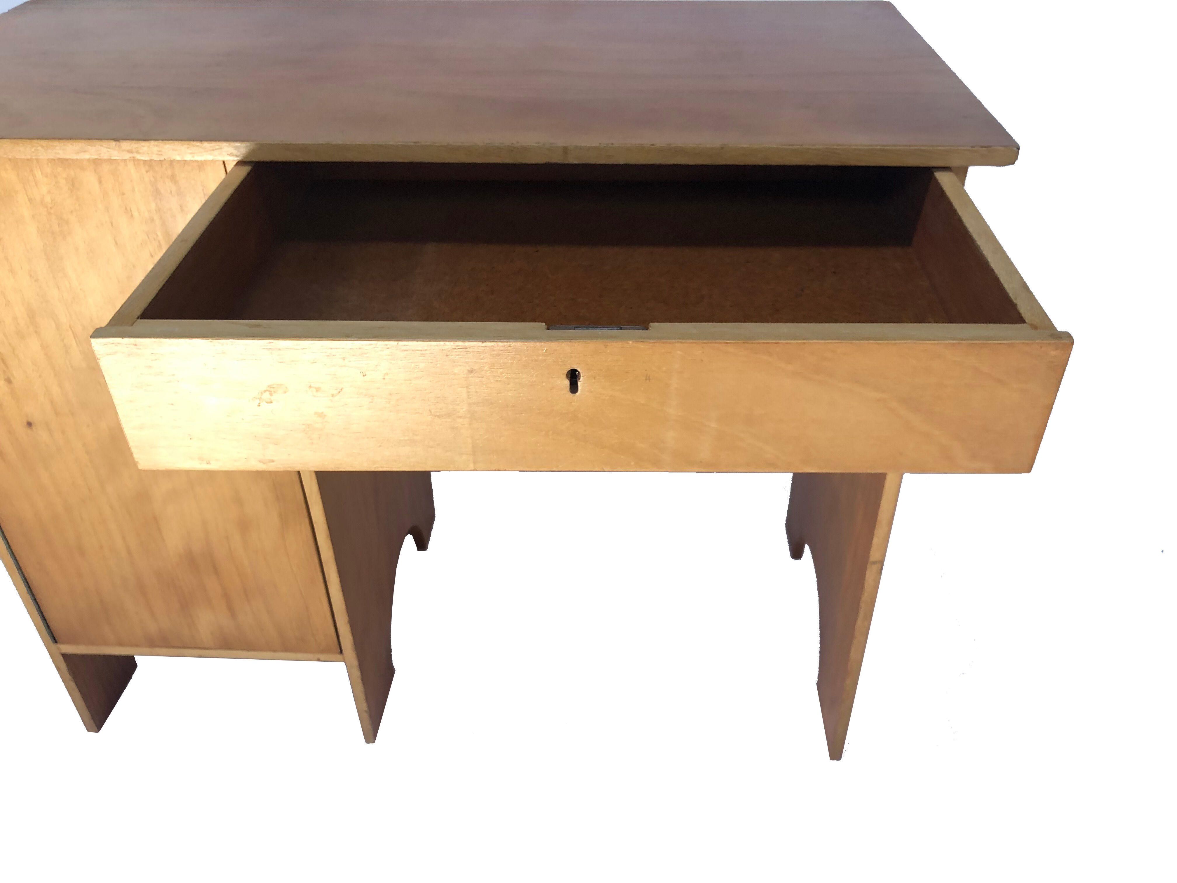 Art deco birch wood compact desk 1960