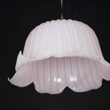 Large vintage flower-shaped chandelier in pink Murano glass, Italy 1980s.