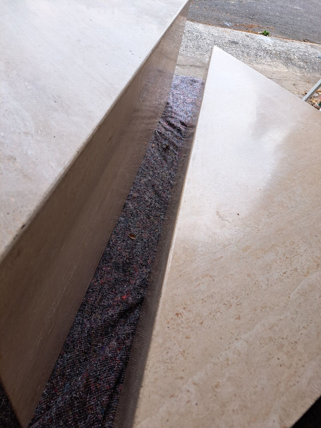 Travertine coffee table.