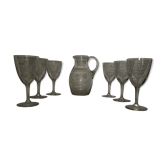Pitcher and water glasses