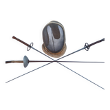 Vintage French Fencing Mask and 3 Swords (Sabre, Sabre or Foil) by L. Carré París