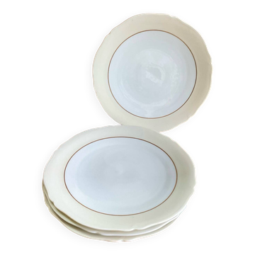 4 assiettes plates en porcelaine de Limoges LEGRAND France