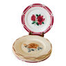 Lot de 6 assiettes plates digoin sarreguemines dépareillées modèle cibon et fleurs roses 1950