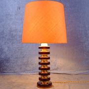 Glass and brass tablelamp from Möllers Armaturfabrik Eskilstuna, Sweden. 1970's.